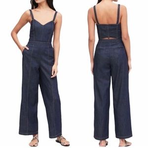 Banana Republic Sweetheart Wide Leg Cut Out Jumpsuit in Denim - new with tags